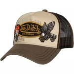 Casquette helstons x von dutch patches marron beige