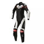 Combinaison cuir 2 pices femme alpinestars stella gp plus noir blanc rouge fluo