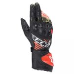 Gants alpinestars gp tech v2 noir blanc rouge fluo