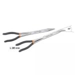 Jeu de 2 pinces extra - longues  becs demi - ronds stries avec double articulation