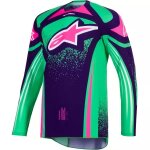 Maillot cross alpinestars techstar nomur violet vert rose fluo Maillot cross alpinestars techstar nomur violet vert rose fluo