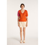 Pull manches courtes laine bicolore col v - jackie