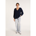 Pull en velours de coton grand col v - mariette