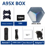 128g 40000 jeux - bote de jeu 3d rtro classique a950x, android tv 11, emulateur 70, hdmi, 4k, 256g, ...