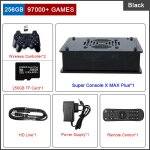 256 gbwireless noir - super console de jeu vido rtro x max plus, systme de touristes, 8k hd, wifi, ...