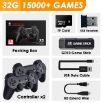 32g 15k jeux - console de jeu rtro gd10 4k 60fps, sortie hdmi, faible latence, tv, stick, double poigne, ...