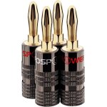 ¿ fiches bananes premium plaques or 24k avec double vis ¿ connecteurs pour hifi, haut - parleurs, ...