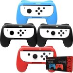 Grips (poignes) compatible avec nintendo switch joy - cons pour plus de confort - quad pack (2x noir ...