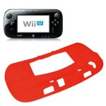 Housse etui protection silicone pour nintendo wii u - anti choc / rayures - rouge