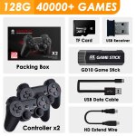 Jeux 128g 40k - console de jeu rtro portable gd10, 4k, 60fps, sortie hdmi, faible latence, tv game stick, ...