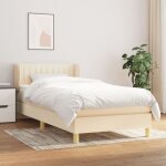 Lit tapissier cr�me, t�te r�glable, matelas ressorts ensach�s, prot�ge - matelas inclus.