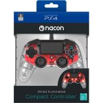 Manette filaire compacte lumineuse nacon rouge transparente pour ps4