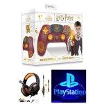 Manette ps4 bluetooth harry potter gryffondor rouge lumineuse 3. 5 jack + casque spirit of gamer pro ...