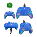 Manette xbox one - x - s + pc officielle microsoft filaire 3m blue afterglow wave led Manette xbox one - x - s + pc officielle microsoft filaire 3m blue afterglow wave led