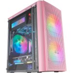 Mc300p rose, boîtier pc micro atx, verre trempé, frontal mesh, 3xventilateur frgb Mc300p rose, boîtier pc micro atx, verre trempé, frontal mesh, 3xventilateur frgb
