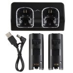 4 en 1 Led Télécommande Station de charge Station d'accueil + Rechargeable  4 x 2800mah Batterie Câble USB pour Wii / Pour Wii U