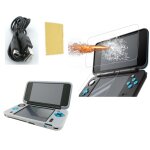 Pack 3 en 1 nintendo new 2ds xl : housse silicone blanc - chargeur usb - protection ecran verre tremp ...