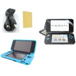 Pack 3 en 1 nintendo new 2ds xl : housse silicone bleu turquoise - chargeur usb - film de protection ...