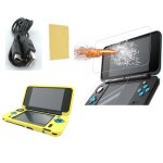 Pack 3 en 1 nintendo new 2ds xl : housse silicone jaune - chargeur usb - protection ecran verre tremp ...