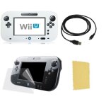 Pack 3 en 1 nintendo wii u gamepad : housse silicone blanc - chargeur usb 3. 0 - protection ecran