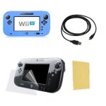 Pack 3 en 1 nintendo wii u gamepad : housse silicone bleu - chargeur usb 3. 0 - protection ecran