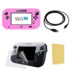 Pack 3 en 1 nintendo wii u gamepad : housse silicone rose - chargeur usb 3. 0 - protection ecran