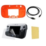 Pack 3 en 1 nintendo wii u gamepad : housse silicone rouge - chargeur usb 3. 0 - protection ecran