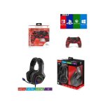 Pack manette ps4 manette bluetooth rouge camouflage 3. 5 jack + casque gamer pro - eh50bk ps4 - ps5 playstatio ...
