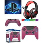 Pack manette ps5 cherry red - bluetooth - casque gamer - compatible ps4 / ps5 / xbox / pc
