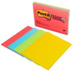 Super sticky large format notes, 8 x 6, four colors, 4 45 - sheet pads / pack ps2