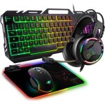 - ultimate 300, pack clavier souris gamer 4en1, casque gaming & tapis rgb, pour pc, ps5, ps4, xbox one, ...