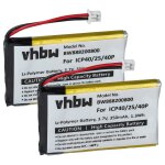 Vhbw 2x batterie remplacement pour sena icp40 / 25 / 40p pour casque audio, �couteurs sans fil (350mah, ...