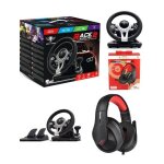 Volant et p�dales de jeu race pro wheel 2 xbox s�ries xs ps4 ps3 switch pc spirit of gamer + casque gamer ...