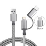 (#19) 1m 3 in 1 woven style 8 pin & usb - c / type - c 3. 1 & micro usb to usb 2. 0 data / charging cable, ...