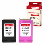 2 cartouches 305 xxl compatible pour hp 305 xl 305xl noir + couleur (3ym62ae + 3ym63ae) pour deskjet ...