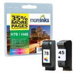 2x cartouches d'encre compatibles - haute capacit� 45ml pour remplacer hp 45 / hp 78 - black + tri - ...