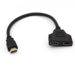 Adaptateur 2 ports cable hdmi pour pc ordissimo television tv console gold 3d full hd 4k ecran 1080p ...