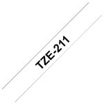 Brother tze - 211 - adhsif standard - noir sur blanc - rouleau (0, 6 cm x 8 m) 1 cassette(s) ruban lamin ...