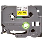 Brother tze - s651 - adh�sif extra fort - noir sur jaune - rouleau (2, 4 cm x 8 m) 1 cassette(s) ruban ...