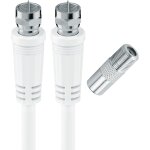 Cble coaxial satellite fiche f mle, 2m + adaptateur fiche f femelle vers coaxial 9. 52mm mle, compatible ...