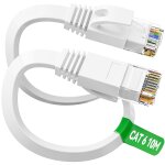 Cable ethernet 10m cat 6, plat cable rj45 10m blanc haute vitesse cble rseau, intrieur cable internet ...