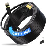 C�ble ethernet 10m, cat 7 c�ble r�seau10m haut d�bit 10gbps 650mhz c�ble rj45 plat cable lan 10m ftp ...