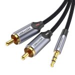 Cble rca jack, 1, 5m, jack stro 3. 5mm vers 2rca mle audio stro, tress en nylon, cble audio y ...