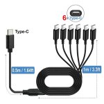 Cble rpartiteur usb c pd 6 en 1, cordon de chargeur multi usb c vers type c mle pour iphone 15 pro ...