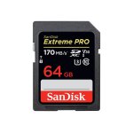 Carte m�moire sdxc sandisk extreme pro 64 go jusqu'� 170 mo / s, classe 10, u3, v30, 4k uhd