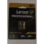 Carte sd lexar pro 32 gb 2000x sdhc uhs - ii v90 r300 mb / s w260 mb / s
