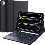 Clavier pour ipad pro 11 pouces 2024 m4, clavier d�tachable sans fil avec smart trackpad, eclairage 7 ...