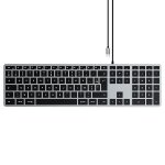 Clavier usb c filaire azerty pavé numérique rétroéclairé satechi slim w3 gris Clavier usb c filaire azerty pavé numérique rétroéclairé satechi slim w3 gris