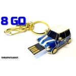 Cl usb 8 go (8gb) mini cooper austin morris 100% mtal - porte - cls bijou bleu et dor -