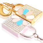 Cl� usb bijou cadenas porte - cl� de sac swarovski �l�ments dor� argent�